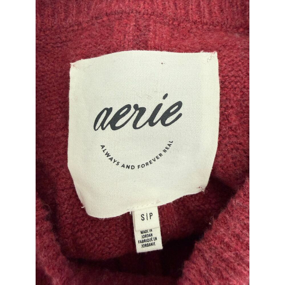 Aerie Cable Knit Unreal Oversized Cozy Burgundy Sweater Crewneck Size Small - Picture 6 of 6